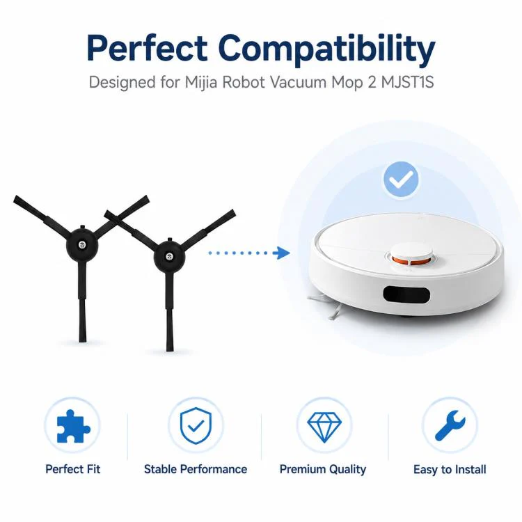 For Xiaomi Mijia Robot Vacuum Mop 2 MJST1S Replacement Parts, Dual Black Side Brush - Image 4