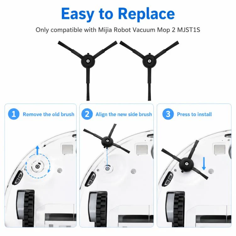 For Xiaomi Mijia Robot Vacuum Mop 2 MJST1S Replacement Parts, Dual Black Side Brush - Image 7