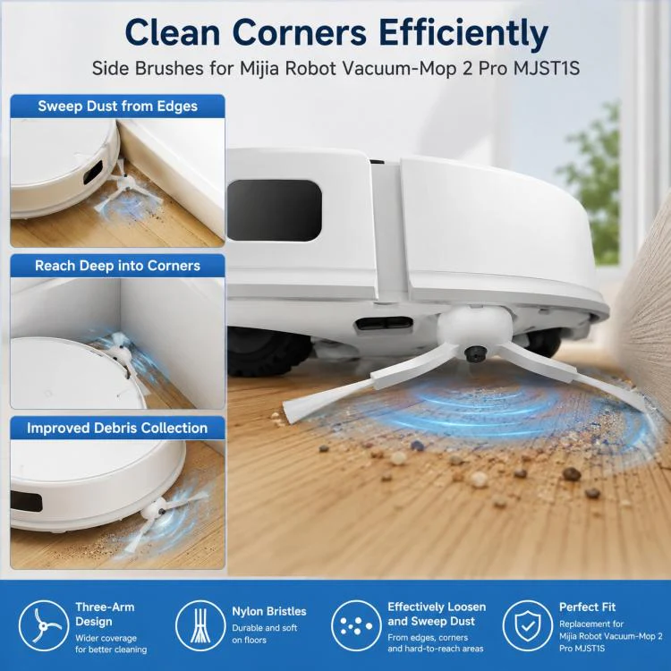 For Xiaomi Mijia Robot Vacuum Mop 2 Pro MJST1S Replacement Parts, Dual White Side Brush - Image 5