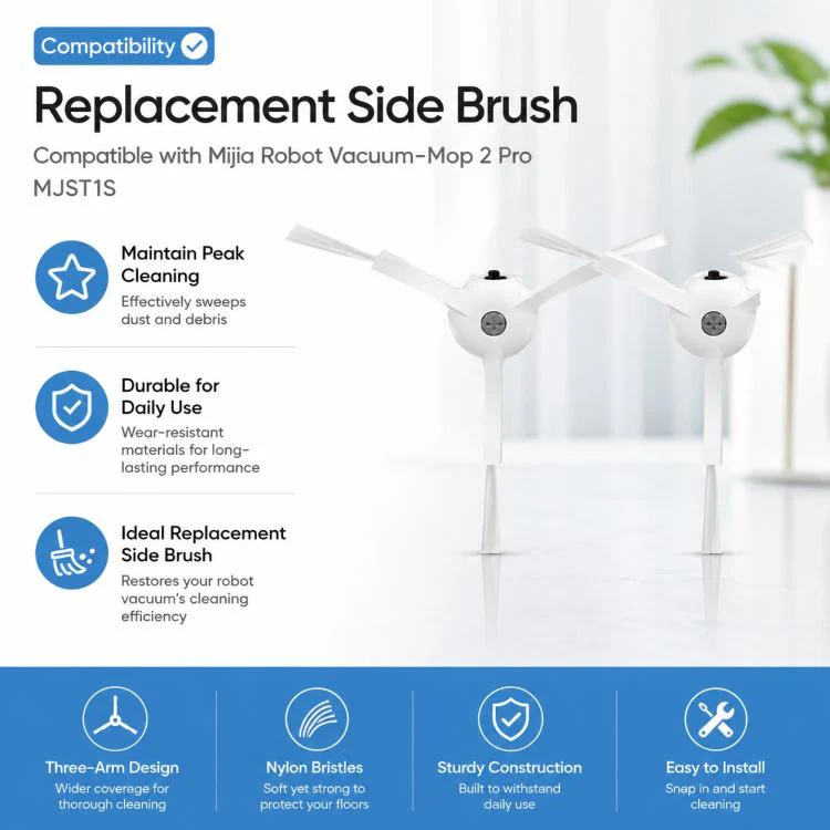 For Xiaomi Mijia Robot Vacuum Mop 2 Pro MJST1S Replacement Parts, Dual White Side Brush - Image 8