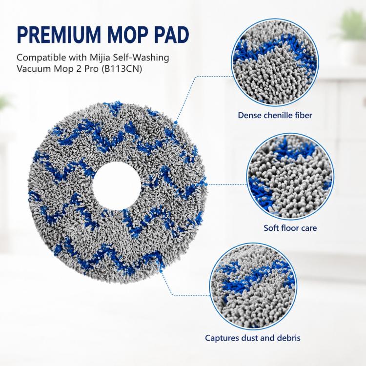 For Xiaomi Mijia Robot Vacuum Mop 2 Pro Replacement Parts, Blue Striped Mop Pad - Image 3