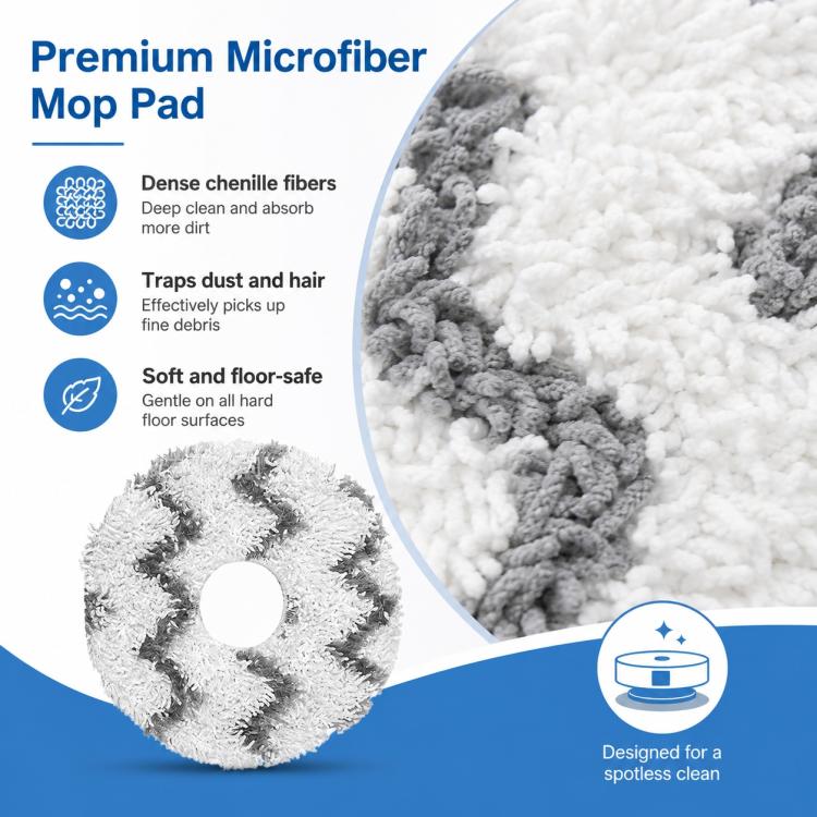 For Xiaomi Mijia Robot Vacuum Mop 2 Pro Replacement Parts, Grey Striped Mop Pad - Image 4