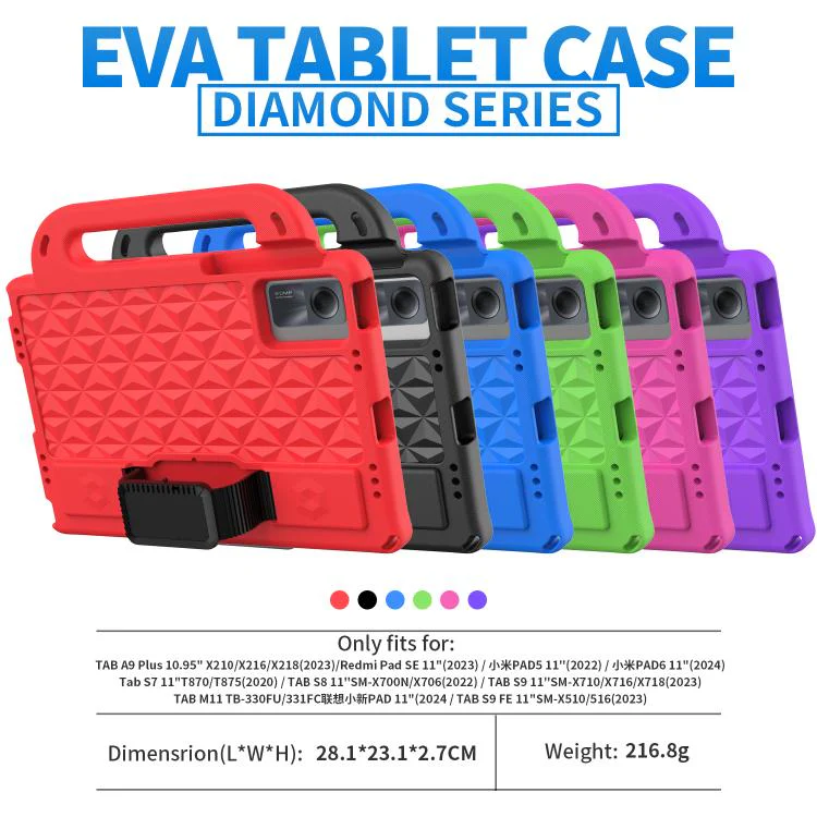 For Xiaomi Pad 5 / 5 Pro Diamond Series EVA Shockproof Sleeve Tablet Case(Rose Red) - Image 6