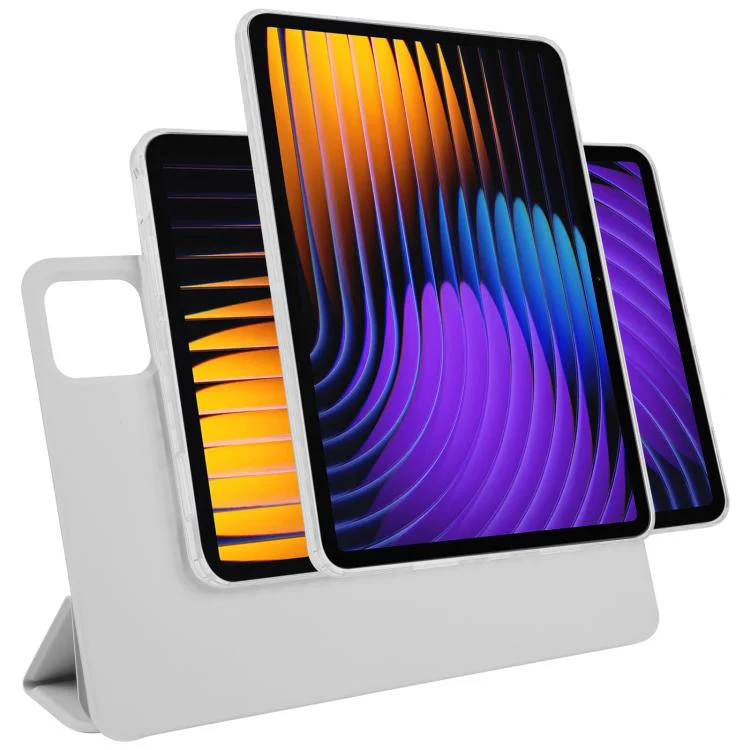 For Xiaomi Pad 7 / 7 Pro Trifold Magnetic Split Acrylic Leather Tablet Case(Grey)