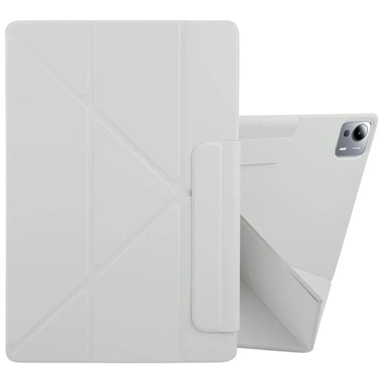For Xiaomi Pad 7 Ultra Fixed Buckle Magnetic Deformation Leather Tablet Case(Grey)