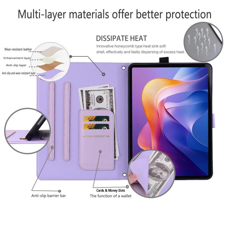 For Xiaomi Pad 8 / 8 Pro 7 / 7 Pro Cat Skin-feel Litchi Leather Tablet Case(Purple) - Image 6