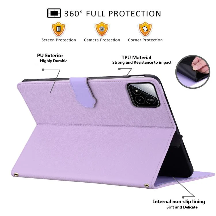 For Xiaomi Pad 8 / 8 Pro 7 / 7 Pro Cat Skin-feel Litchi Leather Tablet Case(Purple) - Image 7