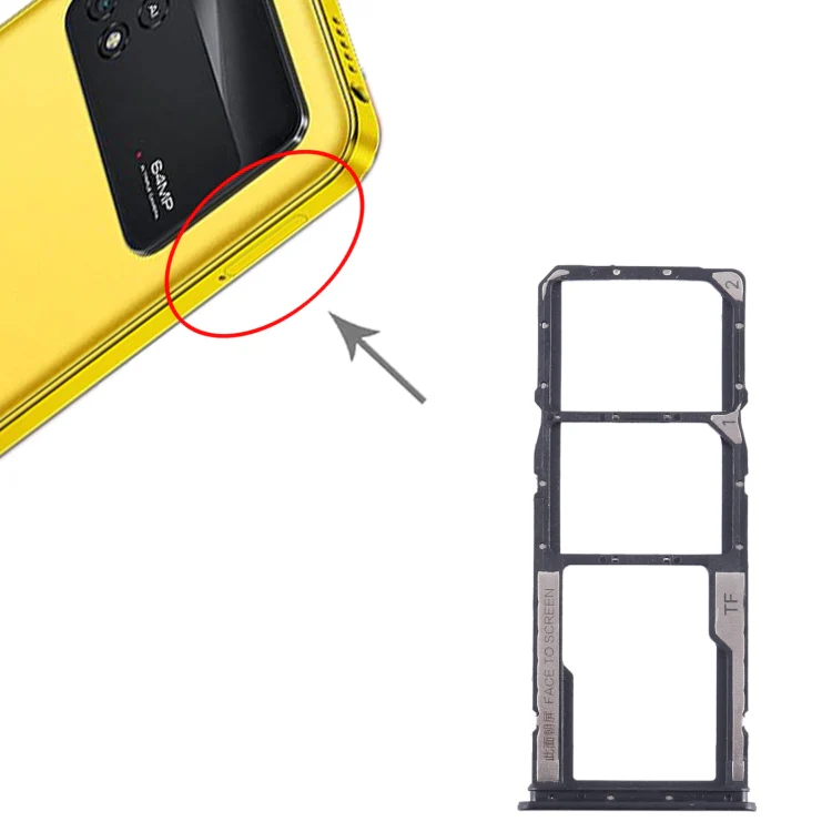 For Xiaomi Poco M4 Pro SIM Card Tray + SIM Card Tray + Micro SD Card Tray (Black) - Image 4