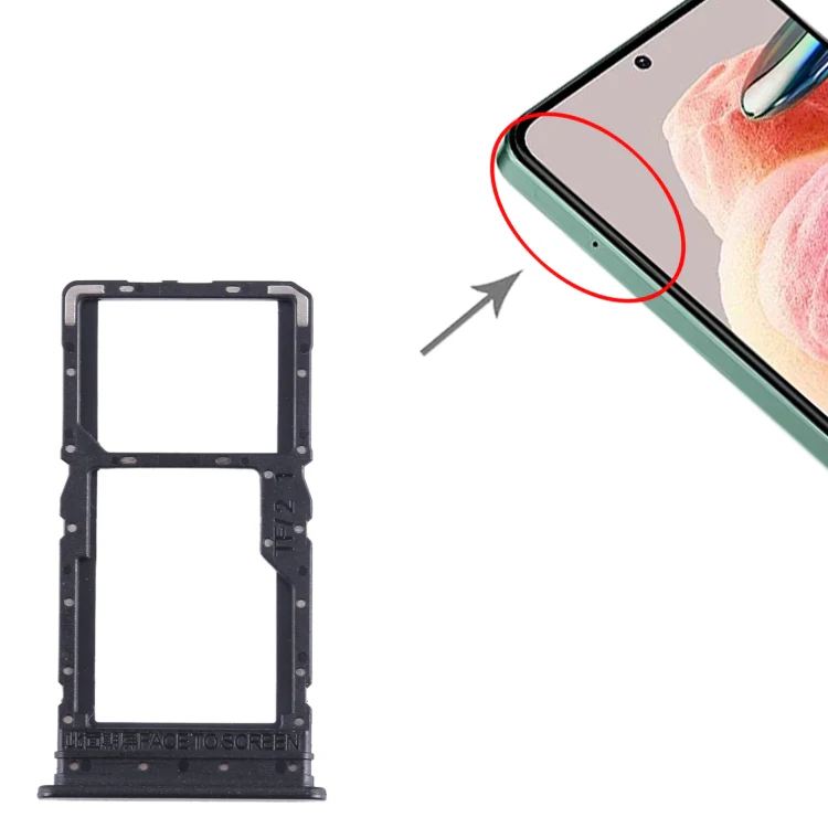 For Xiaomi Redmi 12 4G SIM Card Tray + SIM Card Tray / Micro SD Card Tray (Black) - Image 4