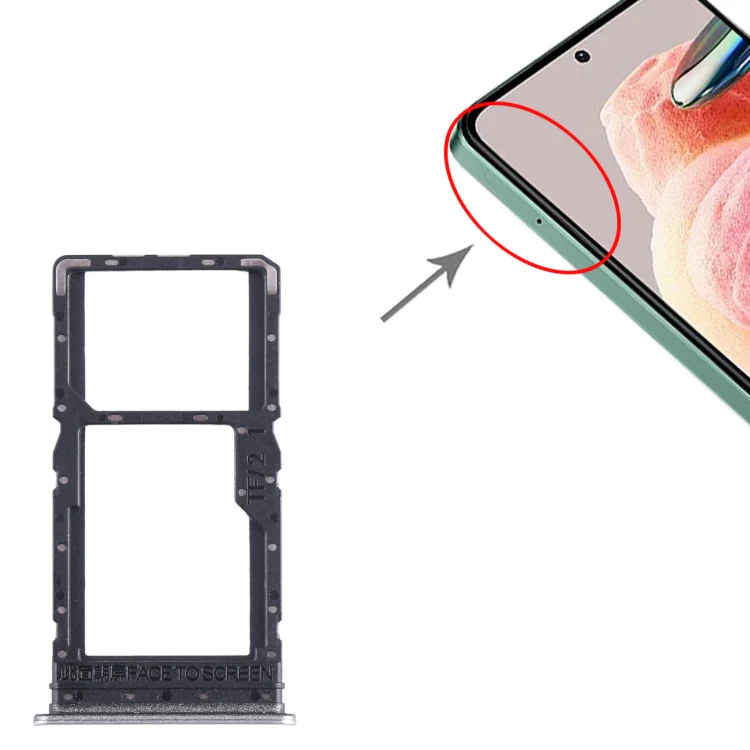 For Xiaomi Redmi 12 5G SIM Card Tray + SIM Card Tray / Micro SD Card Tray (Silver) - Image 4