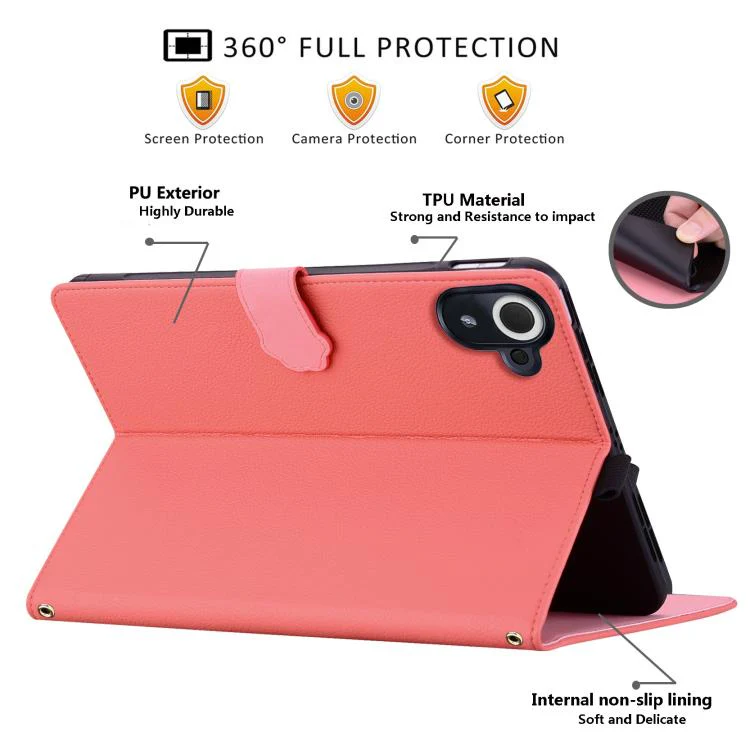 For Xiaomi Redmi K Pad Cat Skin-feel Litchi Leather Tablet Case(Watermelon Red) - Image 7