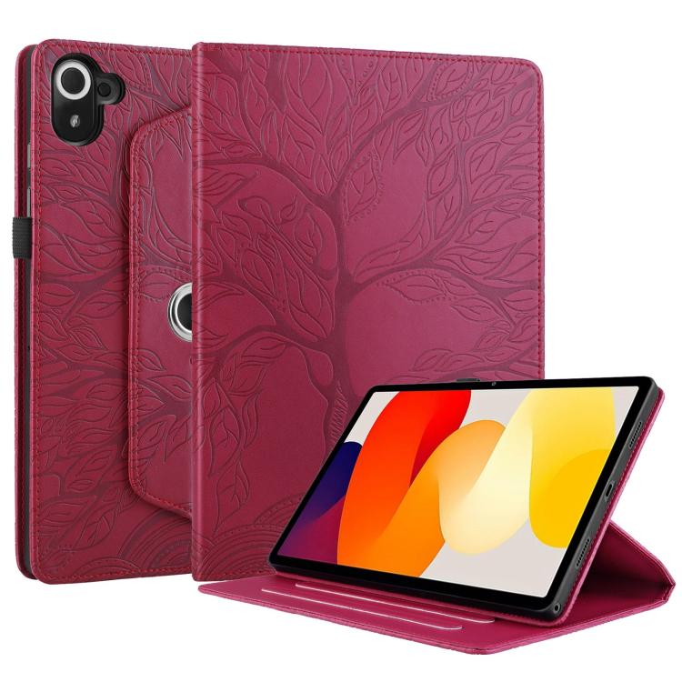 For Xiaomi Redmi K Pad Tree Life Embossed Rotation Leather Tablet Case(Red) - Image 2