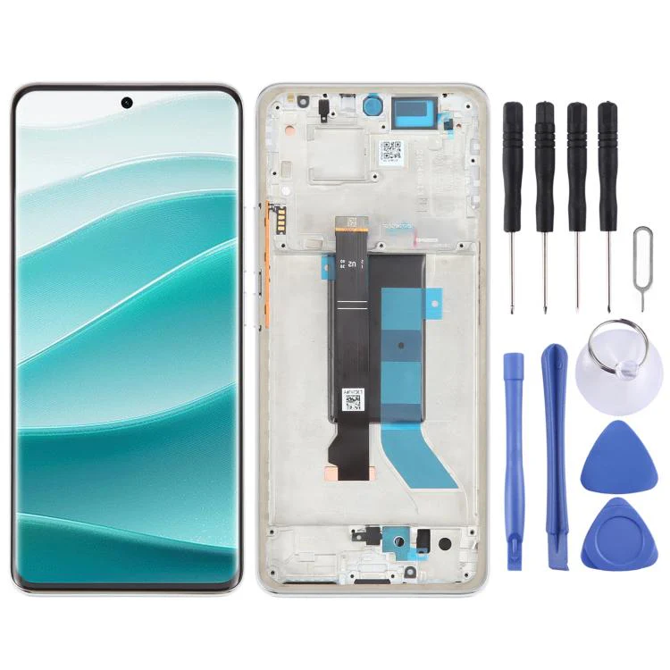 For Xiaomi Redmi Note 14 Pro 5G India Original LCD Screen Digitizer Full Assembly with Frame (Silver)