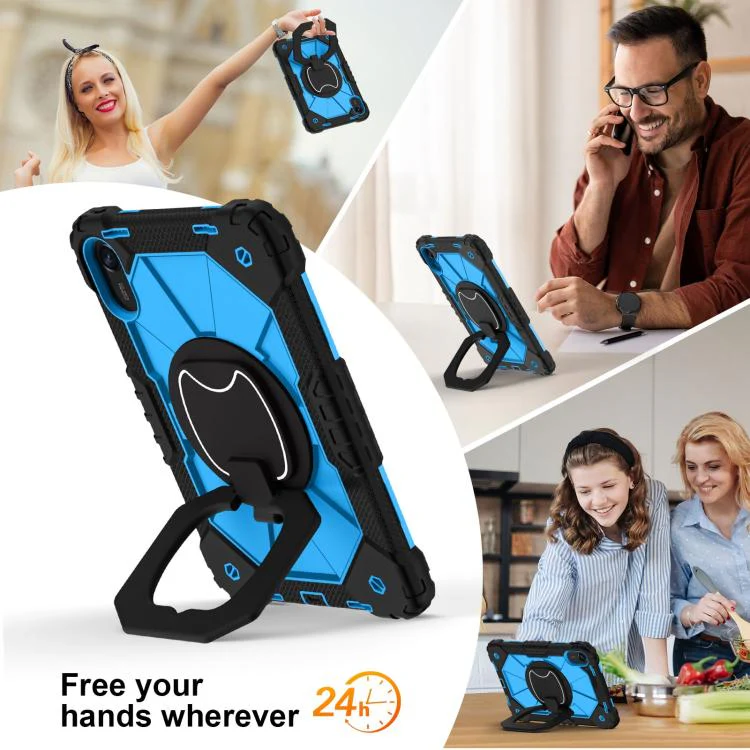For Xiaomi Redmi Pad 2 11 2025 Contrast Color Robot Silicone Hybrid PC Tablet Case(Black Blue) - Image 7