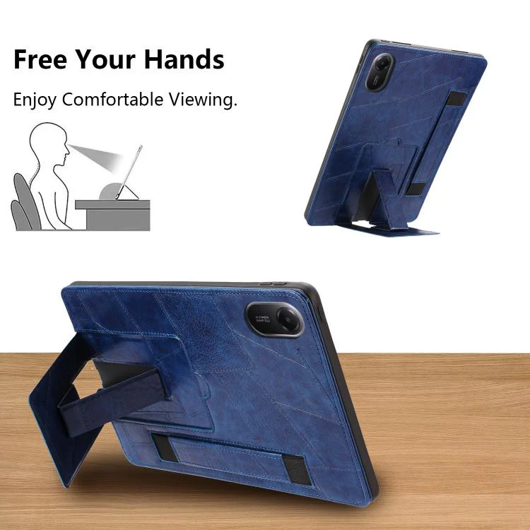 For Xiaomi Redmi Pad 2 11 2025 Wristband Retro Vegan Leather Back Tablet Case with Holder(Blue) - Image 3
