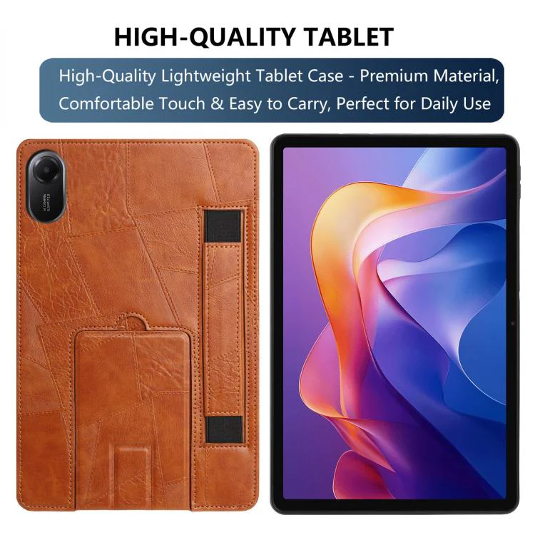 For Xiaomi Redmi Pad 2 11 2025 Wristband Retro Vegan Leather Back Tablet Case with Holder(Brown) - Image 2