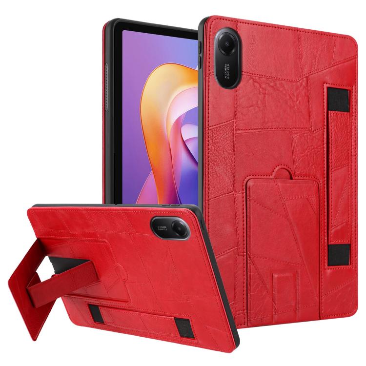 For Xiaomi Redmi Pad 2 11 2025 Wristband Retro Vegan Leather Back Tablet Case with Holder(Red)
