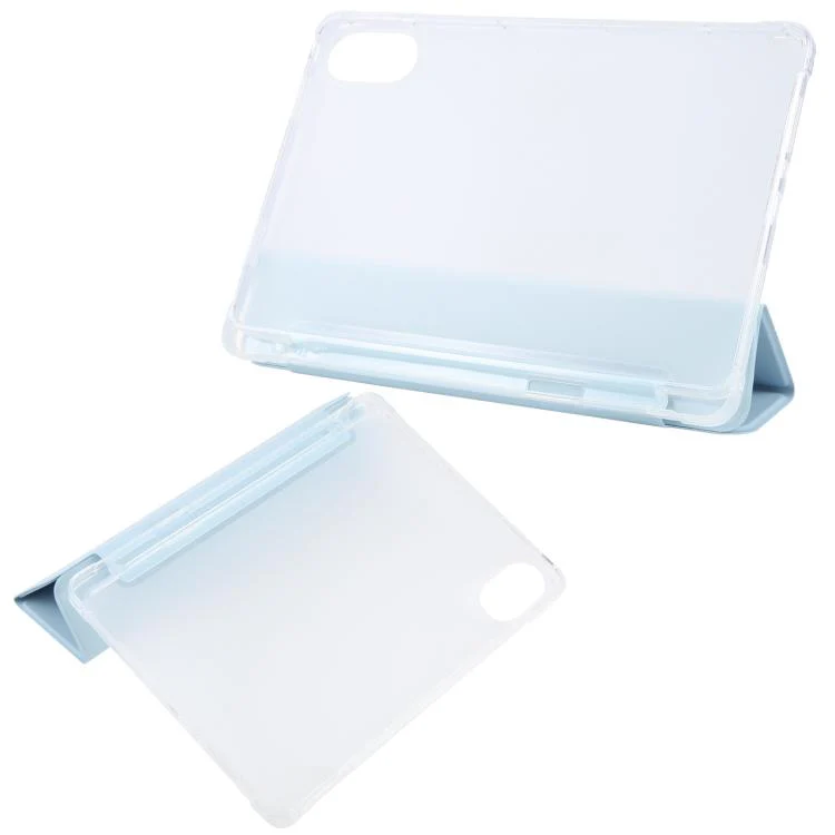 For Xiaomi Redmi Pad 2 3-fold Clear TPU Smart Leather Tablet Case with Pen Slot(Ice Blue) - Image 3