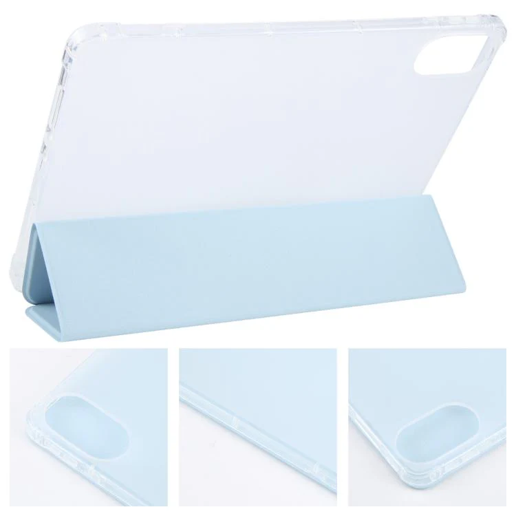 For Xiaomi Redmi Pad 2 3-fold Clear TPU Smart Leather Tablet Case with Pen Slot(Ice Blue) - Image 4