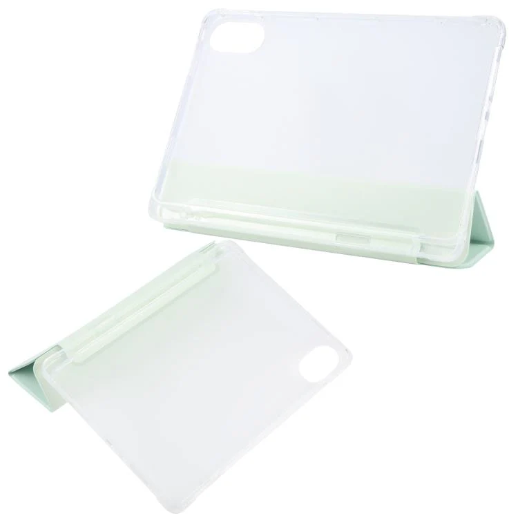 For Xiaomi Redmi Pad 2 3-fold Clear TPU Smart Leather Tablet Case with Pen Slot(Light Green) - Image 3
