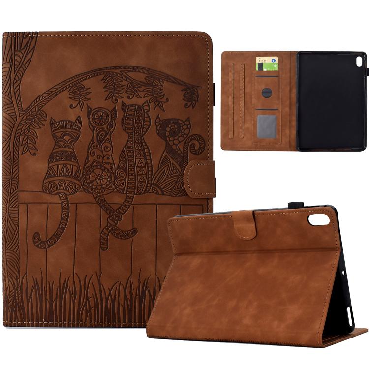 For Xiaomi Redmi Pad 2 Cats Embossed Leather Smart Tablet Case(Brown)