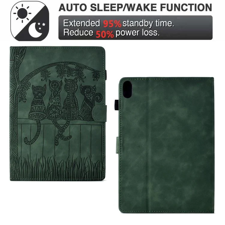 For Xiaomi Redmi Pad 2 Cats Embossed Leather Smart Tablet Case(Green) - Image 5