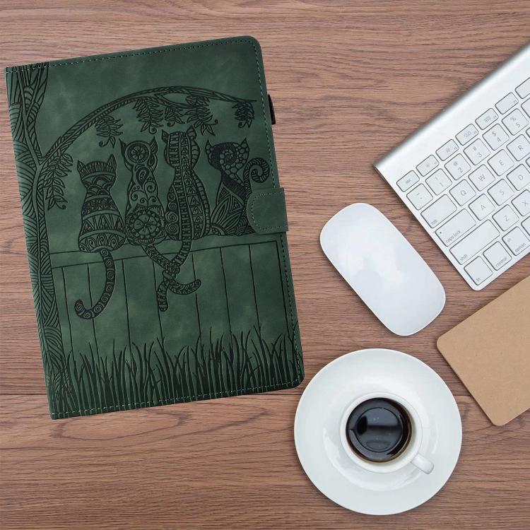 For Xiaomi Redmi Pad 2 Cats Embossed Leather Smart Tablet Case(Green) - Image 8
