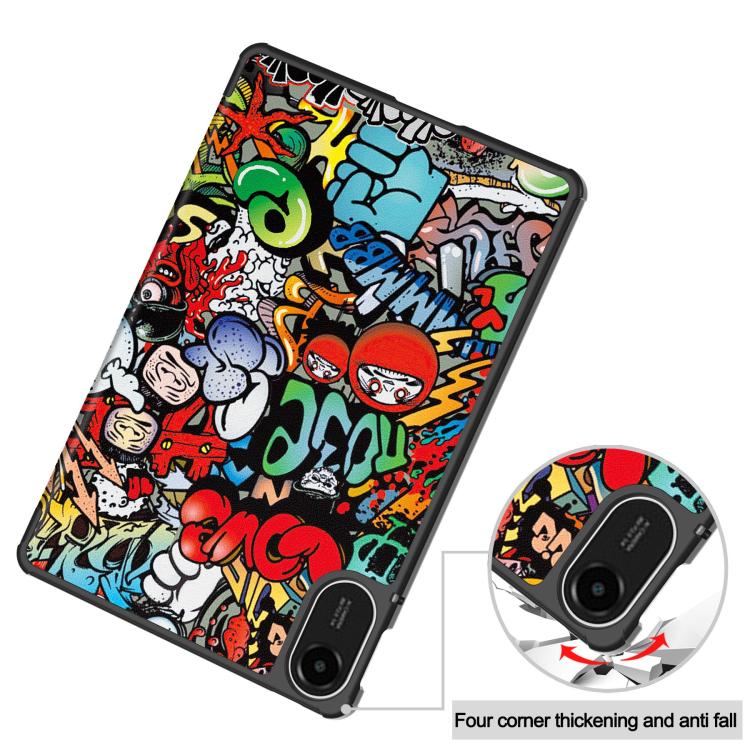 For Xiaomi Redmi Pad 2 Custer Painted 3-Fold Stand Leather Smart Tablet Case(Graffiti) - Image 6
