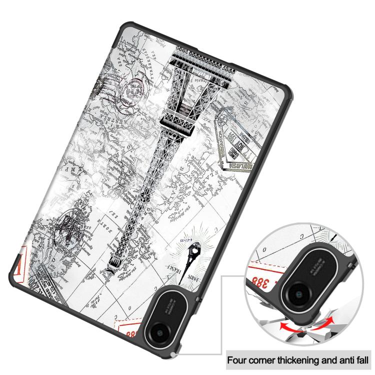 For Xiaomi Redmi Pad 2 Custer Painted 3-Fold Stand Leather Smart Tablet Case(Retro Eiffel Tower) - Image 6