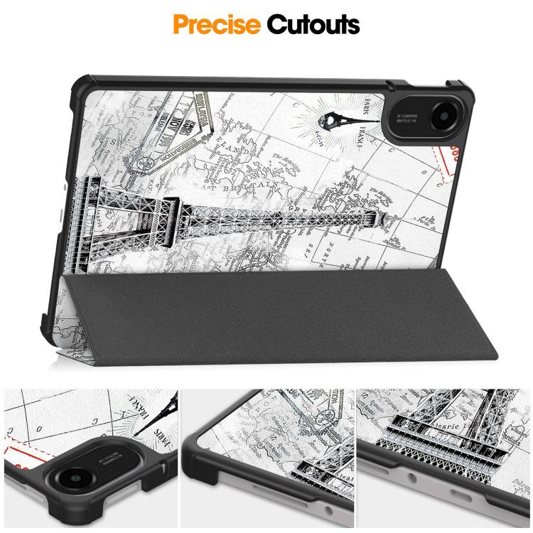 For Xiaomi Redmi Pad 2 Custer Painted 3-Fold Stand Leather Smart Tablet Case(Retro Eiffel Tower) - Image 7