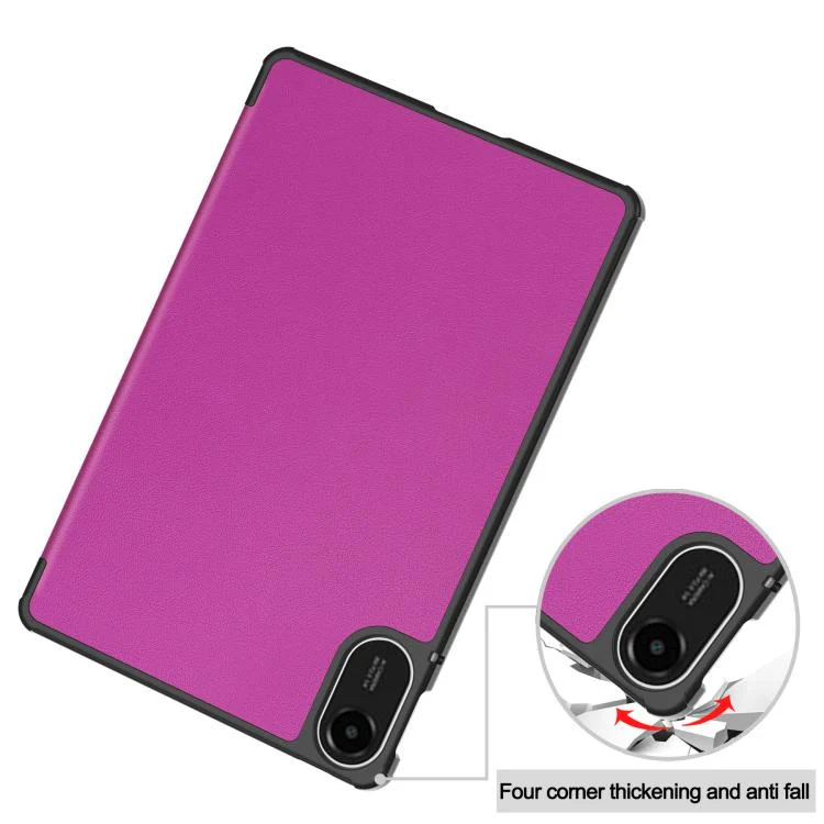 For Xiaomi Redmi Pad 2 Custer Texture 3-Fold Holder Leather Smart Tablet Case(Purple) - Image 6