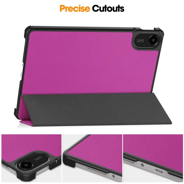 For Xiaomi Redmi Pad 2 Custer Texture 3-Fold Holder Leather Smart Tablet Case(Purple) - Image 7