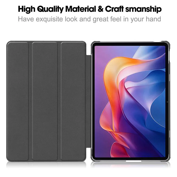 For Xiaomi Redmi Pad 2 Custer Texture 3-Fold Holder Leather Smart Tablet Case(Red) - Image 4