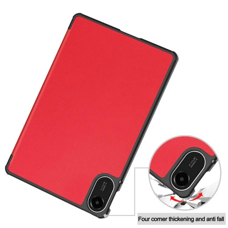For Xiaomi Redmi Pad 2 Custer Texture 3-Fold Holder Leather Smart Tablet Case(Red) - Image 6