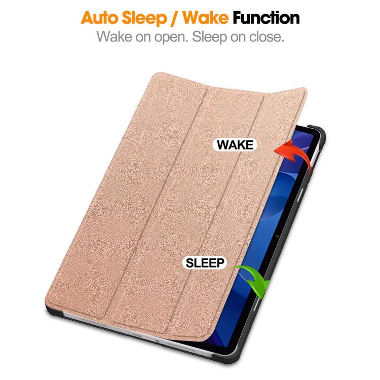For Xiaomi Redmi Pad 2 Custer Texture 3-Fold Holder Leather Smart Tablet Case(Rose Gold) - Image 5