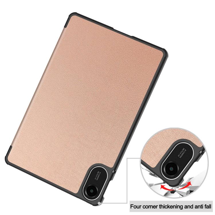 For Xiaomi Redmi Pad 2 Custer Texture 3-Fold Holder Leather Smart Tablet Case(Rose Gold) - Image 6