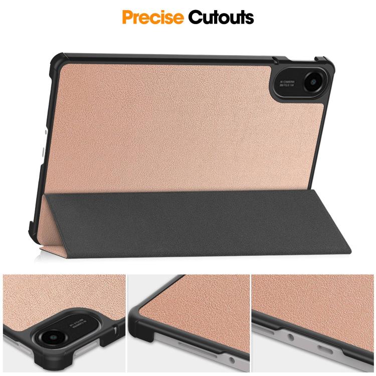 For Xiaomi Redmi Pad 2 Custer Texture 3-Fold Holder Leather Smart Tablet Case(Rose Gold) - Image 7