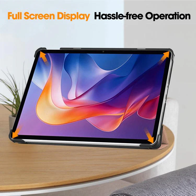 For Xiaomi Redmi Pad 2 Custer Texture 3-Fold Holder Leather Smart Tablet Case(Rose Gold) - Image 9