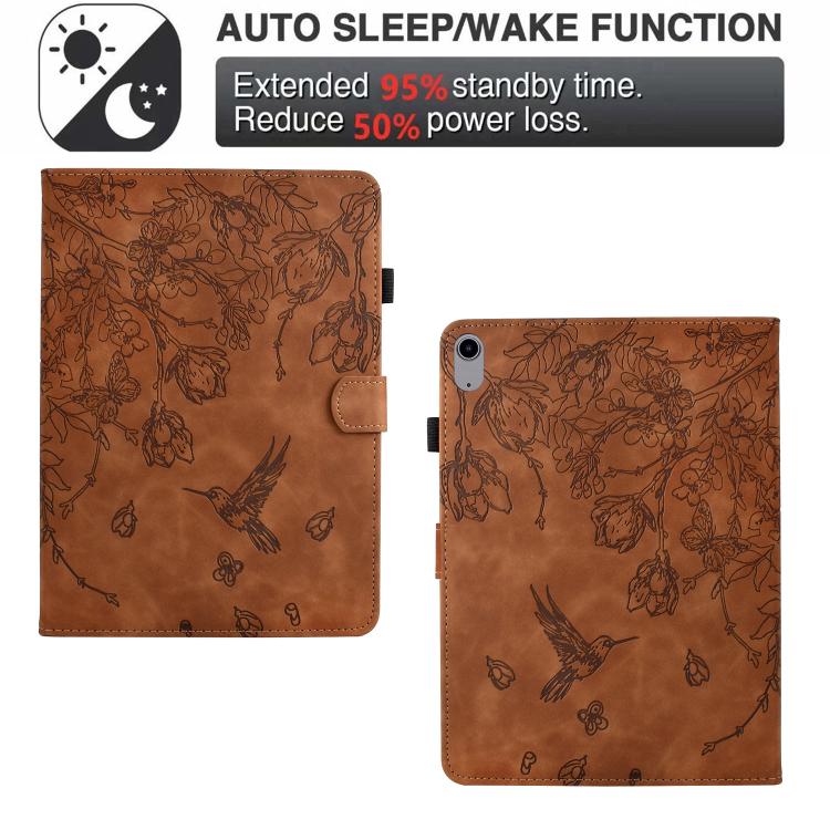 For Xiaomi Redmi Pad 2 Flowers and Bird Embossed Smart Leather Tablet Case(Brown) - Image 5