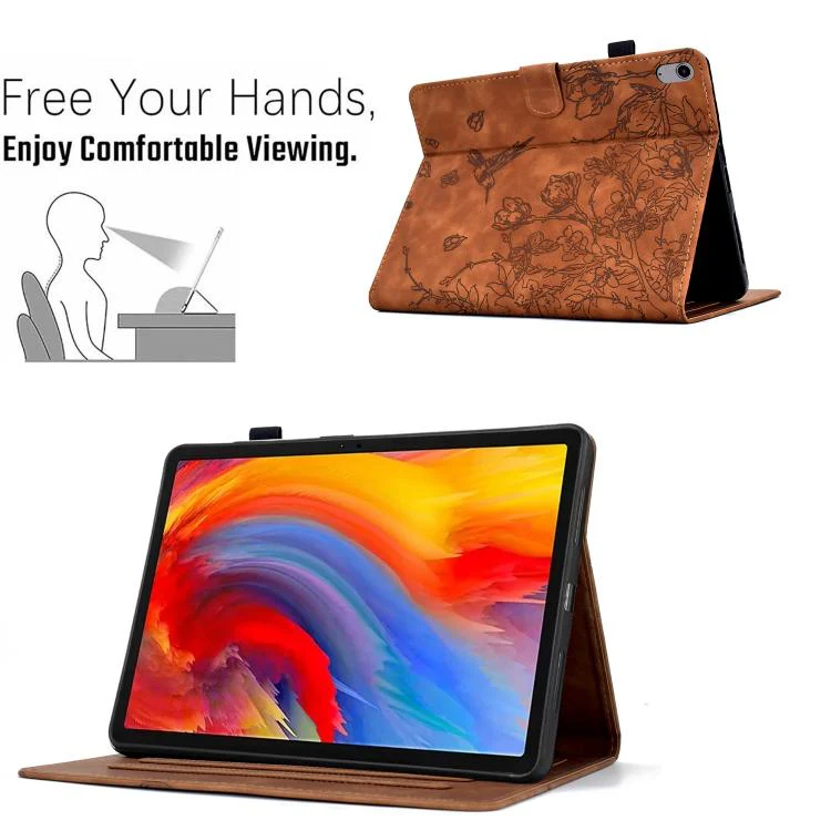 For Xiaomi Redmi Pad 2 Flowers and Bird Embossed Smart Leather Tablet Case(Brown) - Image 6