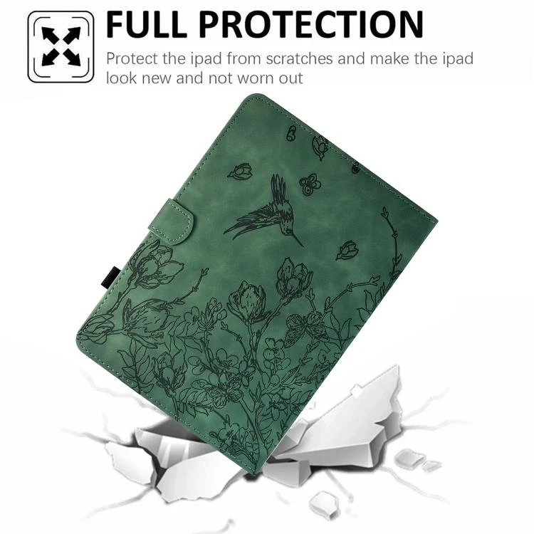 For Xiaomi Redmi Pad 2 Flowers and Bird Embossed Smart Leather Tablet Case(Green) - Image 7