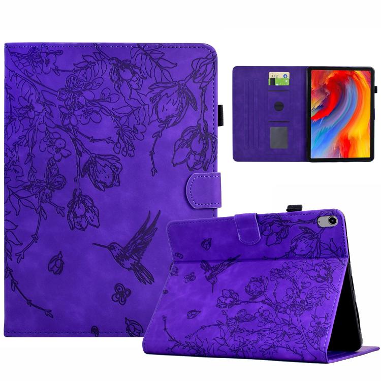 For Xiaomi Redmi Pad 2 Flowers and Bird Embossed Smart Leather Tablet Case(Purple)