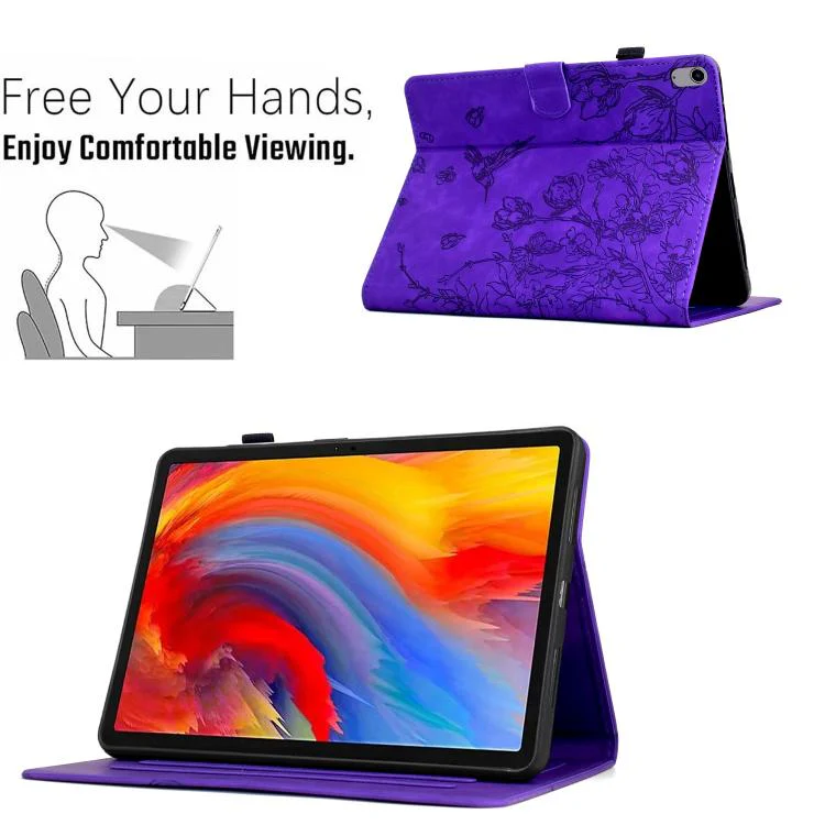 For Xiaomi Redmi Pad 2 Flowers and Bird Embossed Smart Leather Tablet Case(Purple) - Image 6
