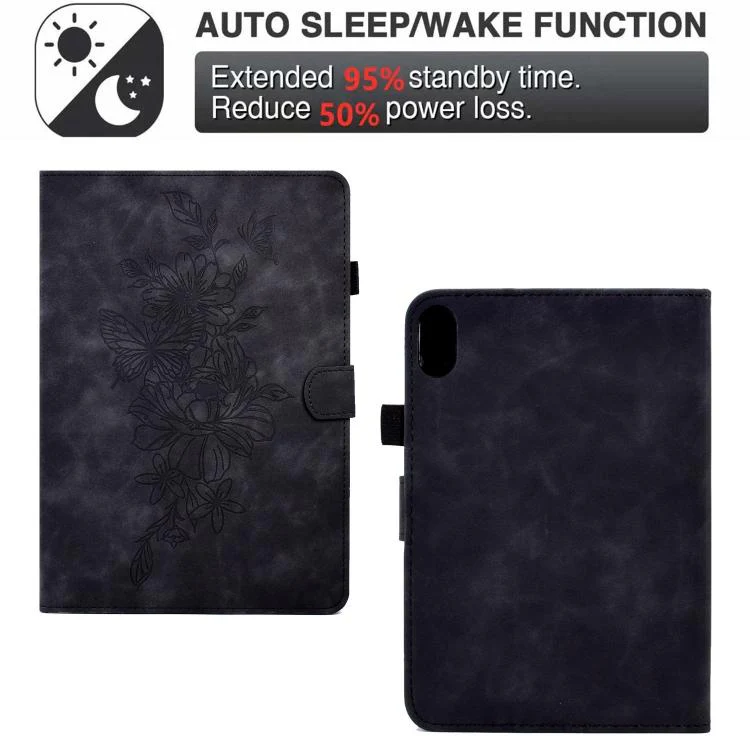 For Xiaomi Redmi Pad 2 Peony Butterfly Embossed Leather Smart Tablet Case(Black) - Image 5
