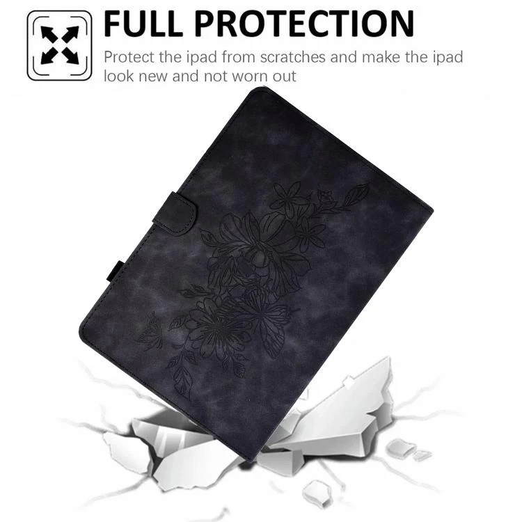 For Xiaomi Redmi Pad 2 Peony Butterfly Embossed Leather Smart Tablet Case(Black) - Image 7