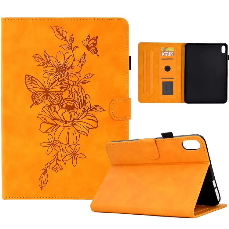 For Xiaomi Redmi Pad 2 Peony Butterfly Embossed Leather Smart Tablet Case(Khaki)