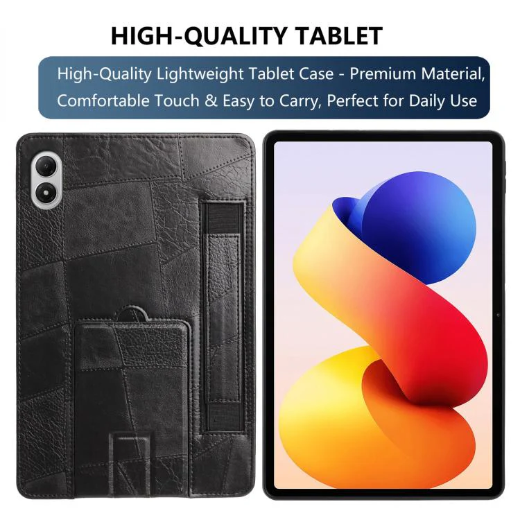 For Xiaomi Redmi Pad 2 Pro 12.1 Wristband Retro Vegan Leather Back Tablet Case with Holder(Black) - Image 2