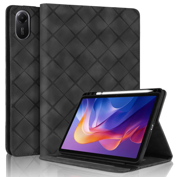 For Xiaomi Redmi Pad 2 Rhombus Embossing Leather Tablet Case(Black)