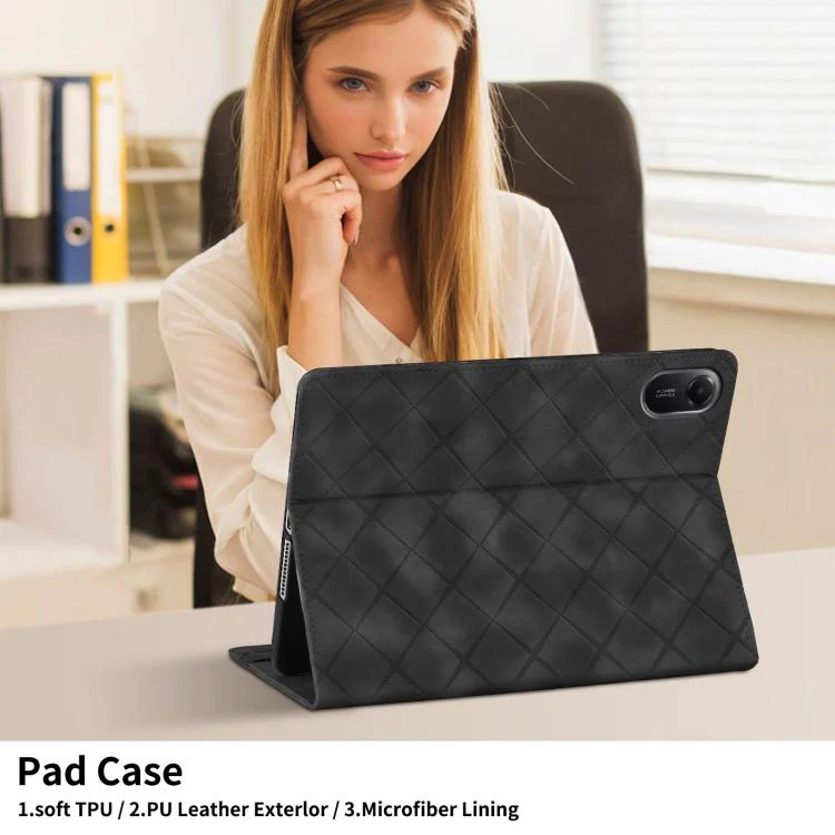 For Xiaomi Redmi Pad 2 Rhombus Embossing Leather Tablet Case(Black) - Image 5