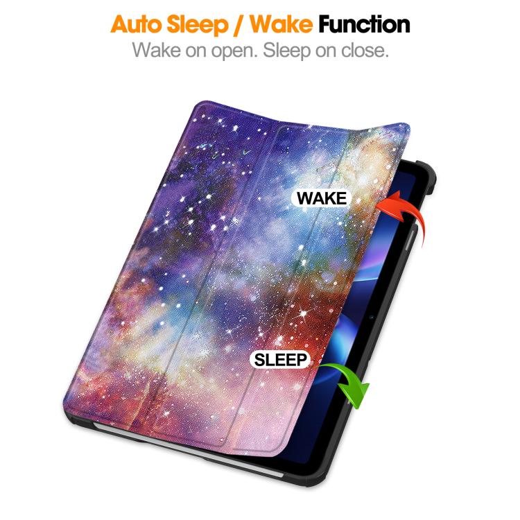 For Xiaomi Redmi Pad 2 SE 9.7 2026 Custer Painted 3-Fold Stand Leather Smart Tablet Case(Milky Way) - Image 5